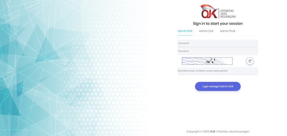 Tangkapan layar 2 dari 8 — Backoffice DLIK OJK