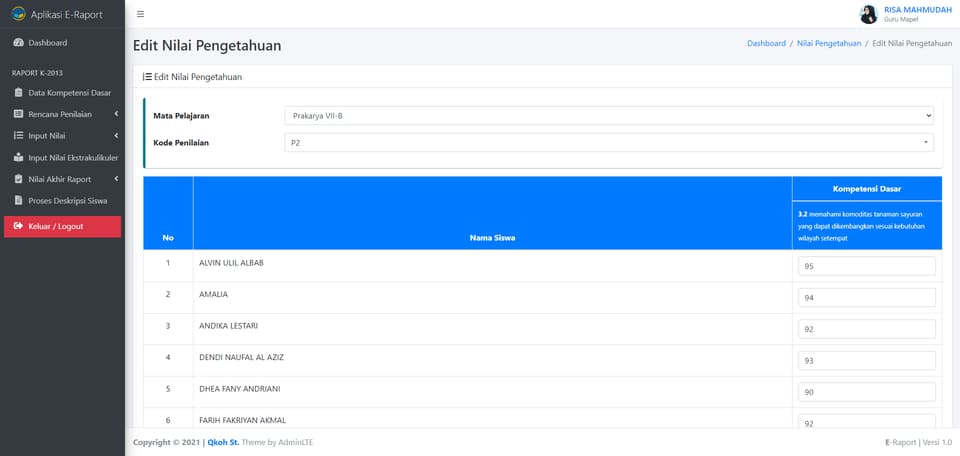 Tangkapan layar 9 dari 10 — Aplikasi E-Raport