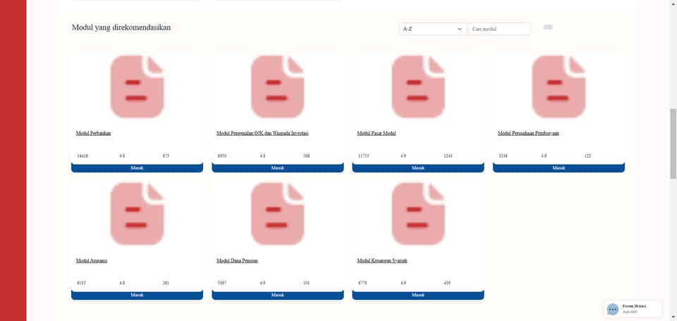 Tangkapan layar 2 dari 6 — LMS Eksternal OJK