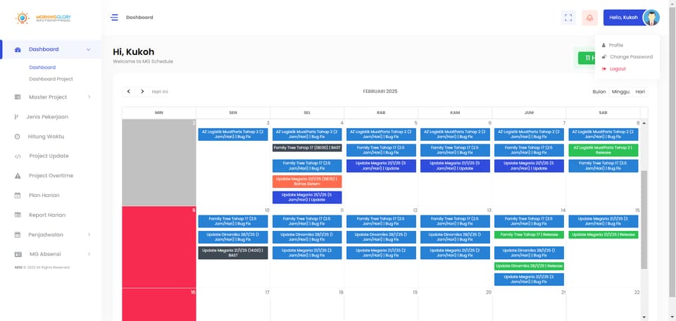 Tangkapan layar 5 dari 5 — MG Schedule