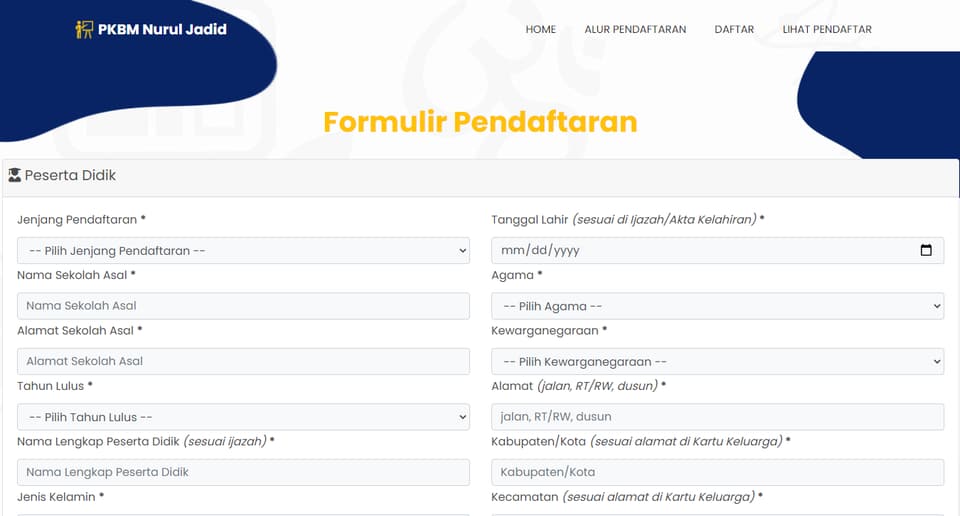 Tangkapan layar 3 dari 3 — Situs Penerimaan Peserta Didik Baru