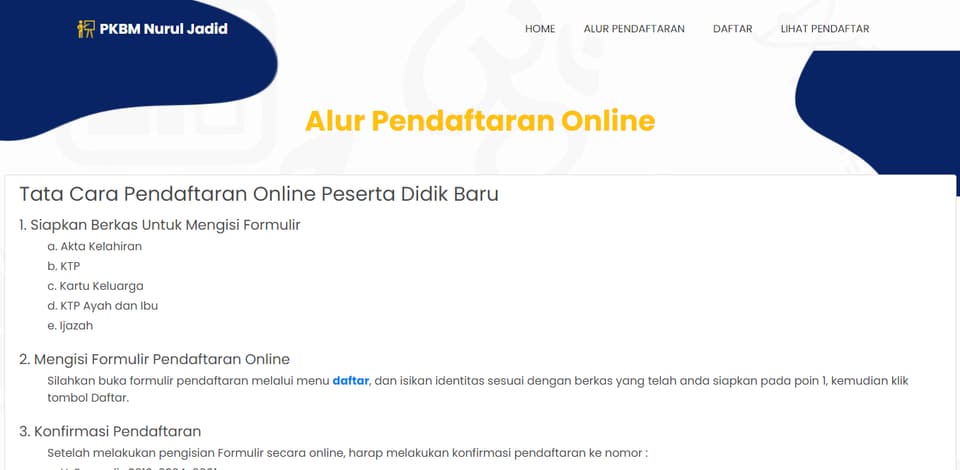 Tangkapan layar 2 dari 3 — Situs Penerimaan Peserta Didik Baru