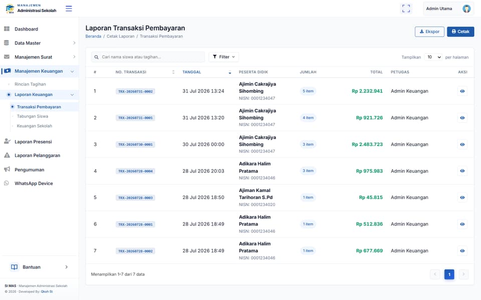 Screenshot 5 of 7 — School Management Information System