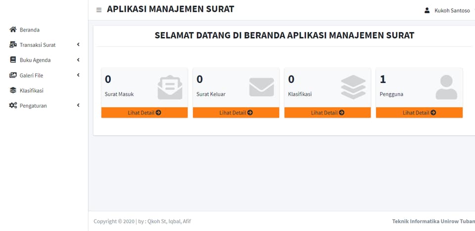 Tangkapan layar 1 dari 3 — Sistem Manajemen Surat