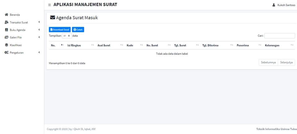 Tangkapan layar 3 dari 3 — Sistem Manajemen Surat