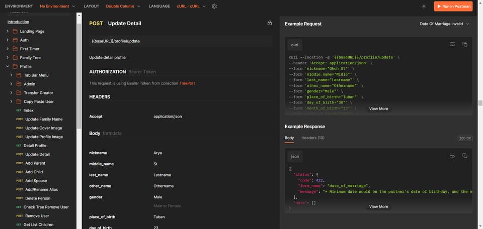 Tangkapan layar 1 dari 3 — API TreePort